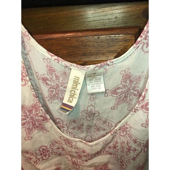 Mimi Chica Soho Sharkbite Tunic | Pink Paisley Lace Trim Festival Top | Size M - Picture 14 of 15